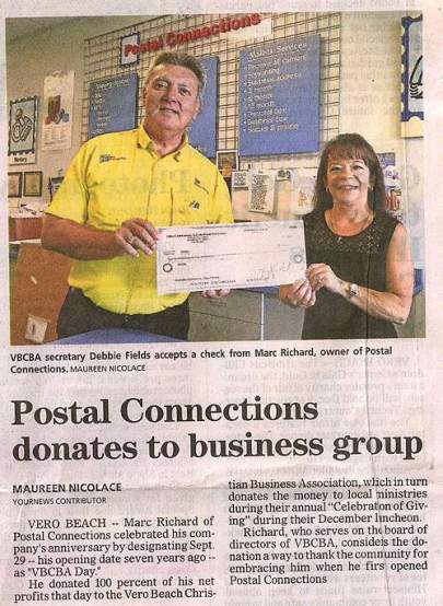 Postal Connections Donates to Business Group
